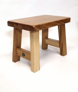 Solid oak milking stool for kitchen or living space