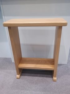Solid white oak side table handmade by Runewood Studio