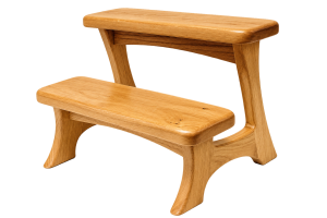 Pertho handmade solid oak and walnut stool by Runewood Studio